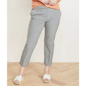 Theory Women Treeca 4 Cropped Check Pants Size:12 Blue Plaid Stretch Viscose